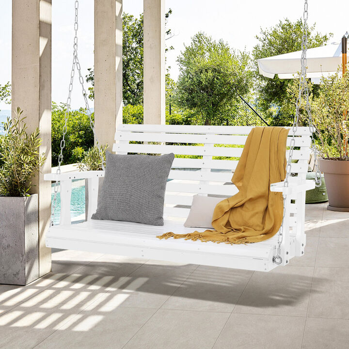 Wooden Swing Chair Bench – Heavy Duty Hanging Porch Swing with Sturdy Chains for Outdoor Patio, Balcony, or Lawn