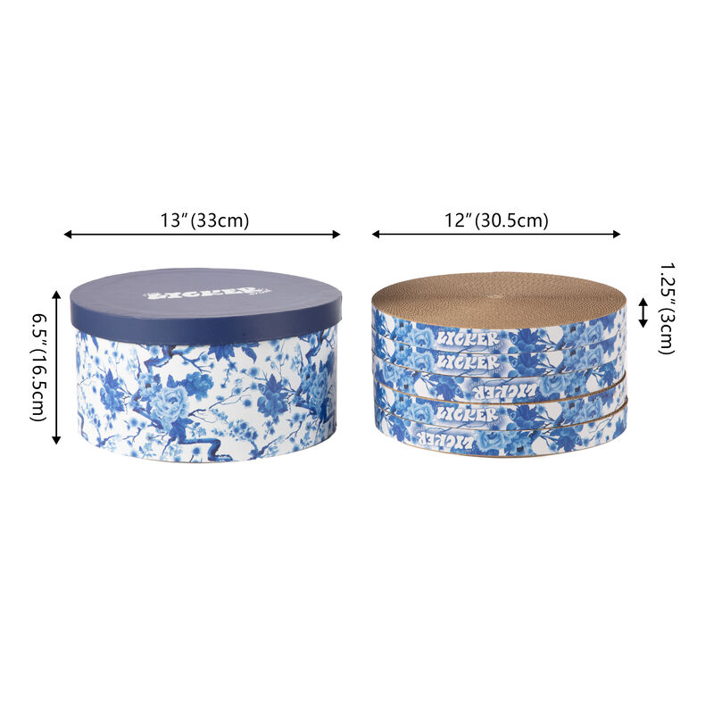 Kate Modern Patterned Cardboard Reversible Cat Scratcher Pad in Box with Catnip