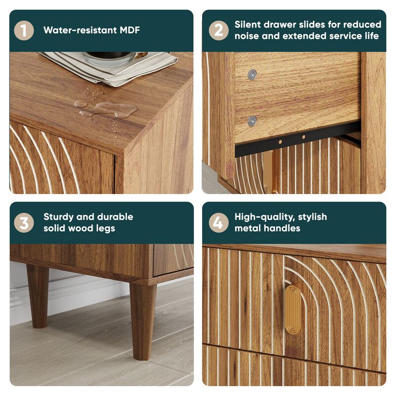 Tabwel Mid‑Century Modern Walnut Nightstand image number 5