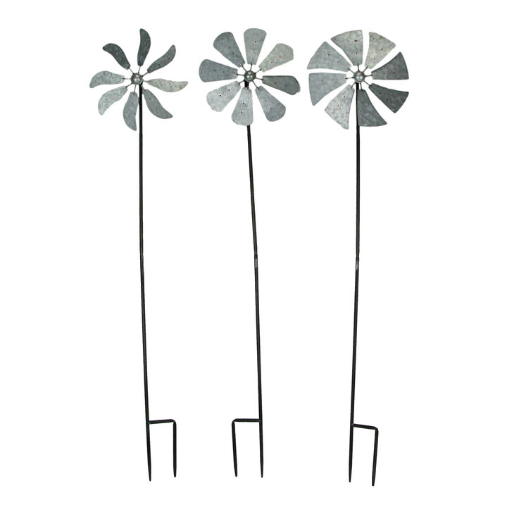 41 Inch Metal Kinetic Wind Spinner Garden Stakes Outdoor Decorations Set of 3