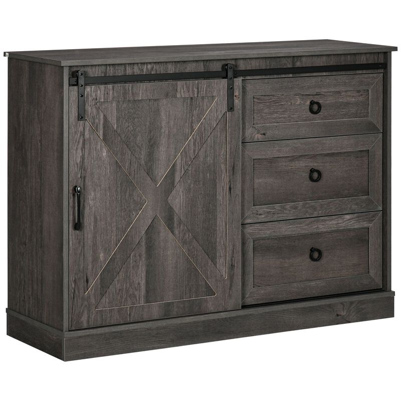 Dark Grey Kitchen Storage: Farmhouse Sideboard with Sliding Barn Door