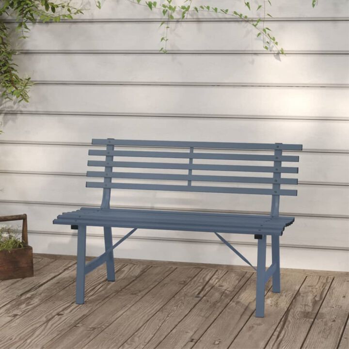 vidaXL Stylish 43.3" Patio Bench in Gray, Durable Powder-Coated Steel, Weather-Resistant Outdoor Furniture, Easy to Assemble, California Proposition 65 Compliant