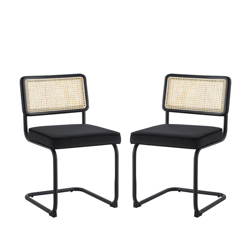 Set of Two Upholstered Velvet Dining Side Chairs