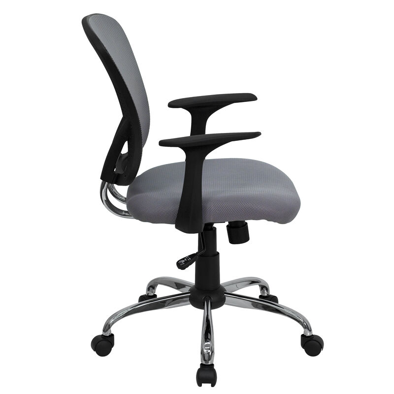 Alfred Mid-Back White Mesh Swivel Task Office Chair with Chrome Base and Arms image number 9