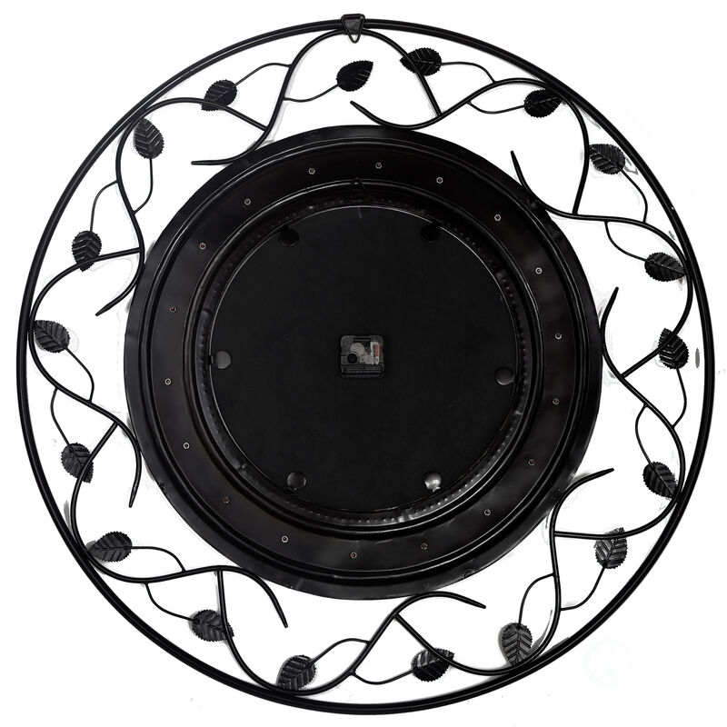 Vintage Roman Numerical 36 in Wall Clock with Elegant Black Metal Leaf Design Frame - for Dining, Living Room, or Kitchen - Antique Style, Large Numbers, Unique Wall Art, Traditional Clock