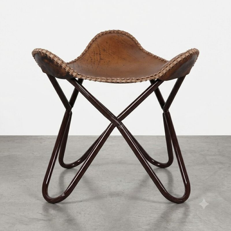 Tripod Leather Stool image number 0