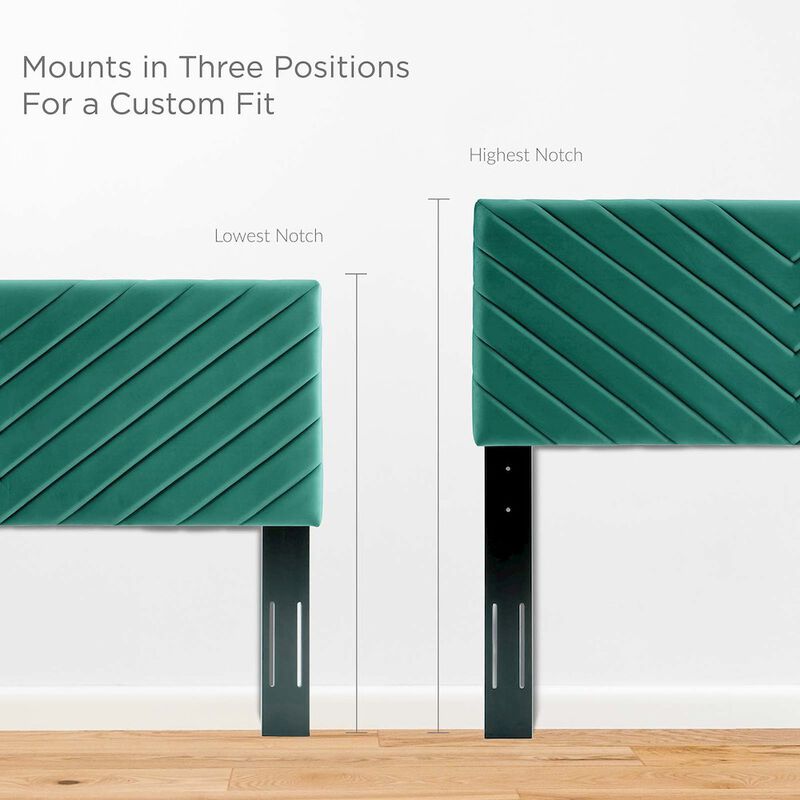 Modway Alyson Angular Channel Tufted Performance Velvet Twin Headboard, Teal image number 3