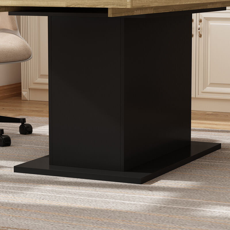 78.7 in. Width, Rectangle Wooden Grain Top & Black Bottom, Home Office Desk, Computer Desk, Writing Desk