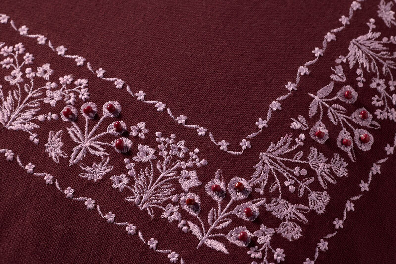 Estee Border Burgundy 22''x22'' Cover w/Down Pillow image number 2