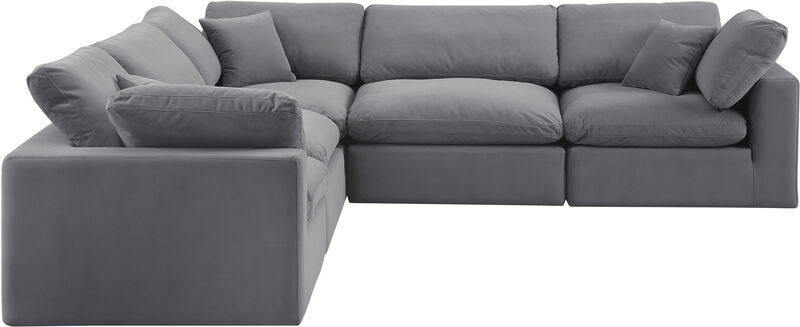 Meridian Furniture Comfy Grey Velvet Modular Sectional