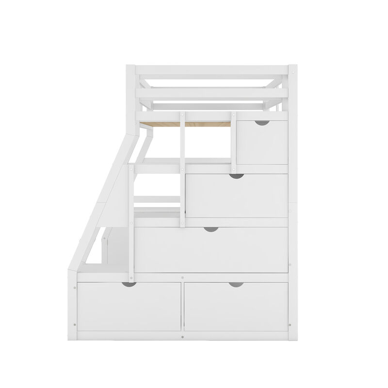 Whisen Unique Design Twin Size Loft Bed with 7 Drawers, 2 Shelves and Desk