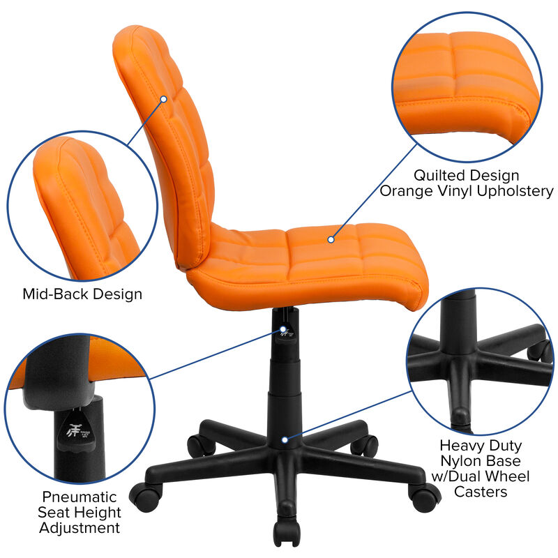 Clayton Mid-Back Quilted Vinyl Swivel Task Office Chair image number 3