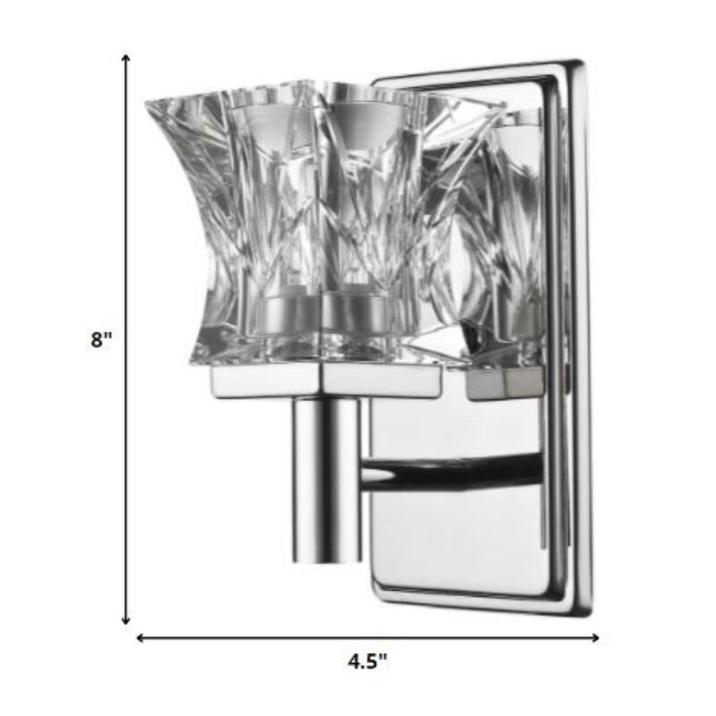 Hivvago Arabella 1-Light Polished Nickel Sconce With Pressed Crystal Shade