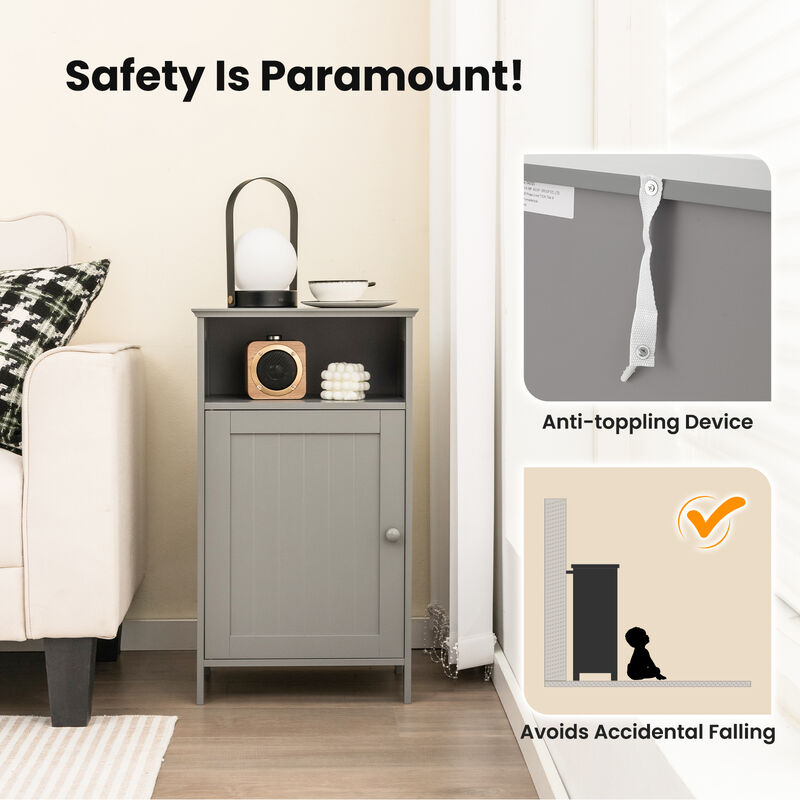 Bathroom Freestanding  Adjustable Shelf Floor Storage Cabinet