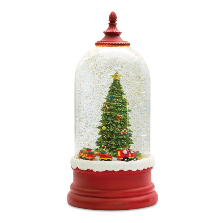 Snow Globe with Tree  Plastic 6 Hr Timer 3 AA Batteries, Not Included or USB Cord Included