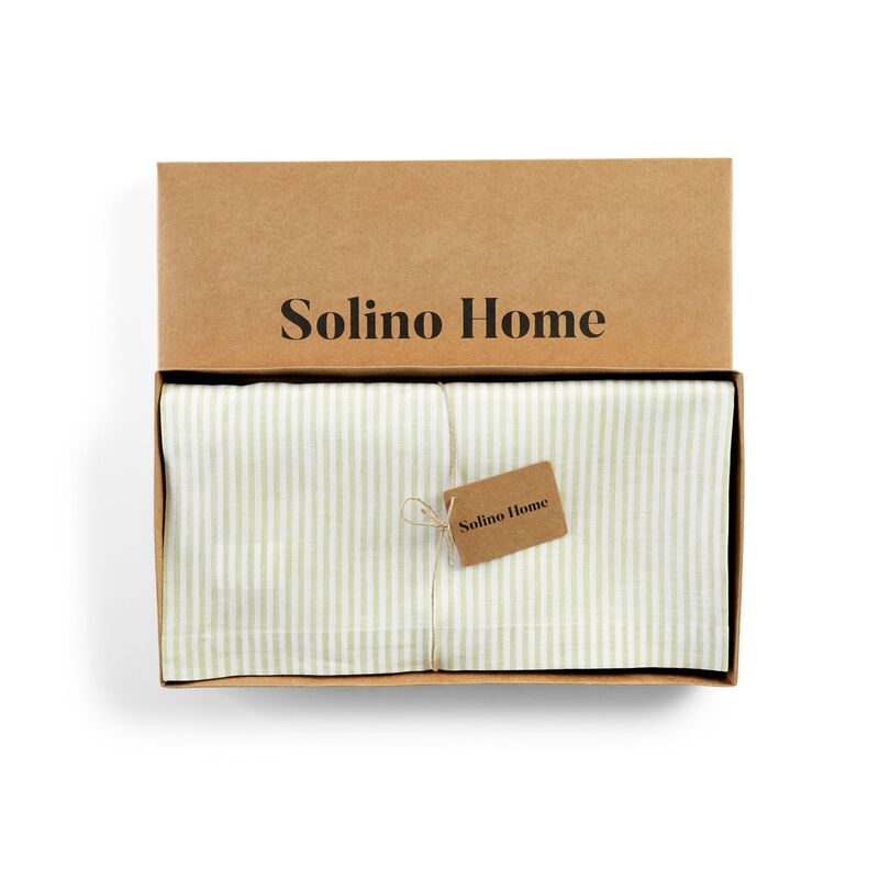 Solino Home Narrow Stripe 100% Linen Table Throw &ndash; Handcrafted, Machine Washable, Perfect for Holiday and Everyday Dining