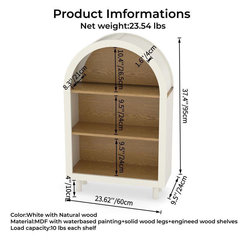Lusog Arched Small Bookcase Storage Cabinet image number 3