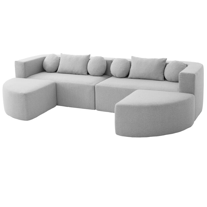 Merax Couch Sofa Bed Compression Sofa with Deep Seating and Curved Design