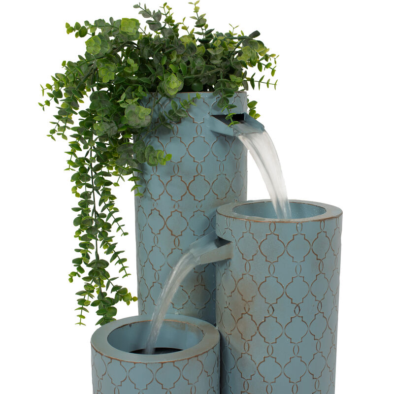 Sunnydaze Moroccan Trellis 3-Column Zinc Outdoor Garden Fountain - 27.5"