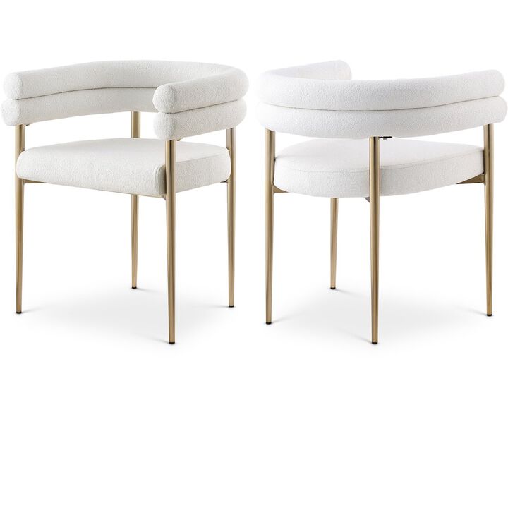 Meridian Furniture Brielle Cream Boucle Fabric Dining Chair, Set of 2