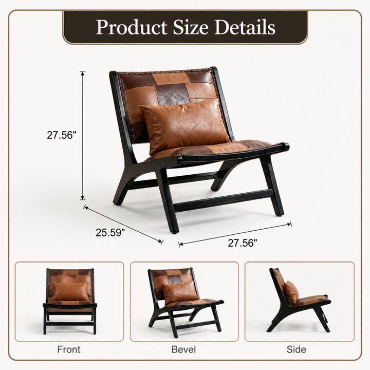 GOODSILO Modern Boho Mid-Century Lounge Accent Chair for Living Room, Bedroom Indoor & Covered Outdoor Use with Solid Wood Frame