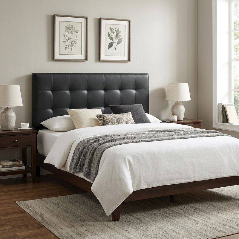 Upholstered Vinyl Queen Headboard with Elegant Design and Durable Finish image number 4