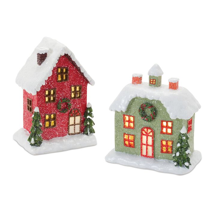 Set of 2 LED Houses for Holiday Décor