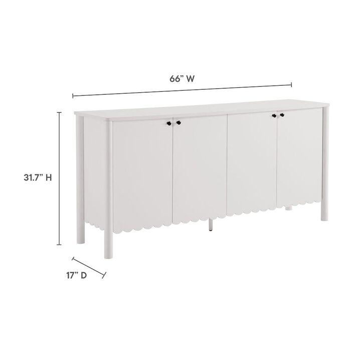 Modway Emmeline 4-Door Scalloped Sideboard in Sage