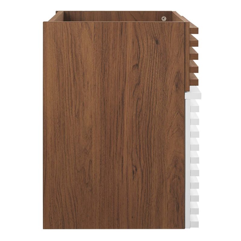 Modway Render 17" MDF Wood Wall-Mount Bathroom Vanity Cabinet in White/Walnut image number 1