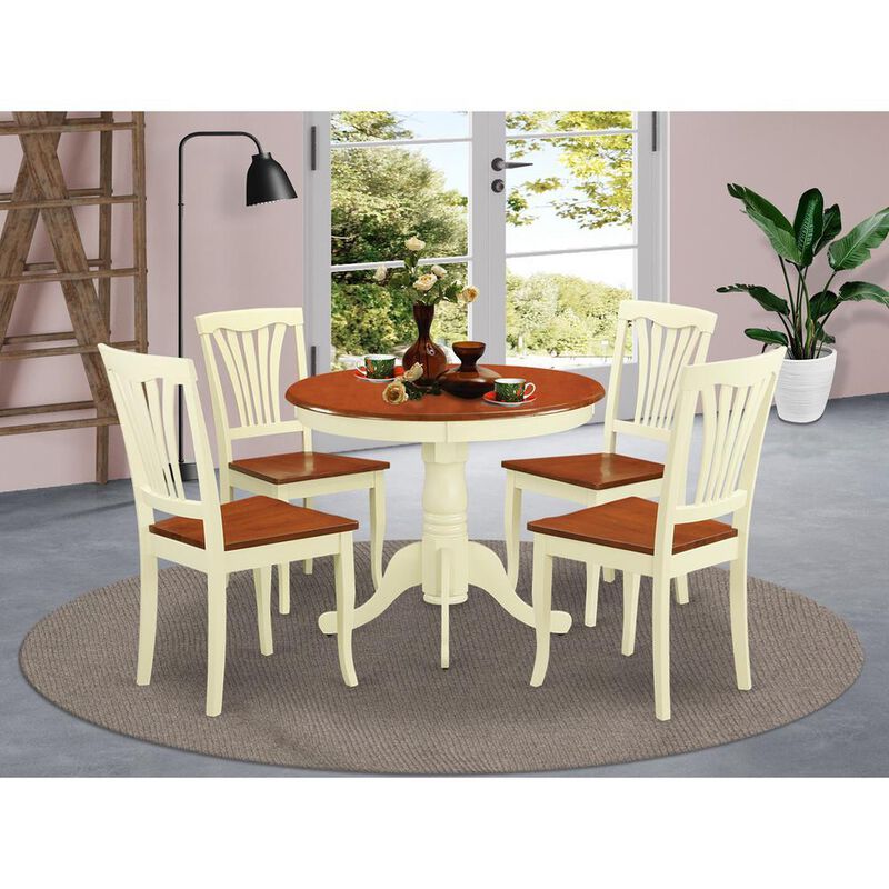 5 Pc small Kitchen Table set-round Kitchen Table and 4 Chairs for Dining room
