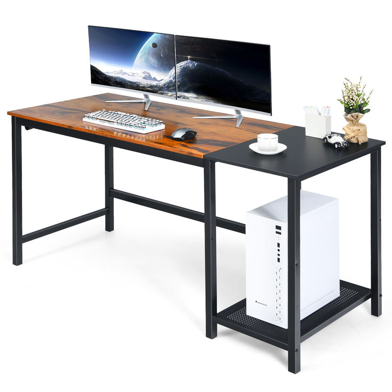 Costway 59''  Home Office Computer Desk Study Laptop Table Detachable Shelf