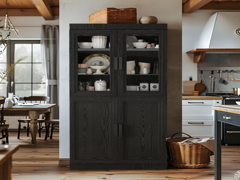 Modern Minimalist Wood Grain Decorative Storage Cabinet Combination Cabinet with 6-Story Shelves