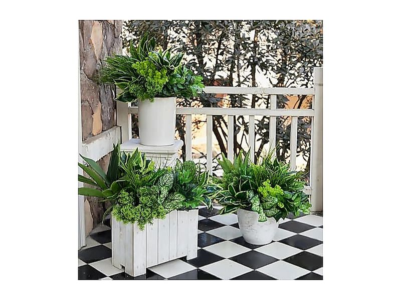 18 Pack Outdoor Artificial Boxwood UV Resistant Fake Stems Plants Faux Plastic image number 3