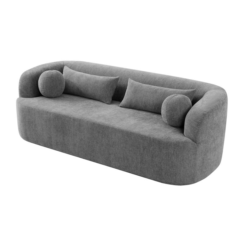 Whisen 86" Chenille Cloud Sofa,Boneless Curved 3-Seater,Compressed Delivery with Pillows, Modern Sofa for Living Room