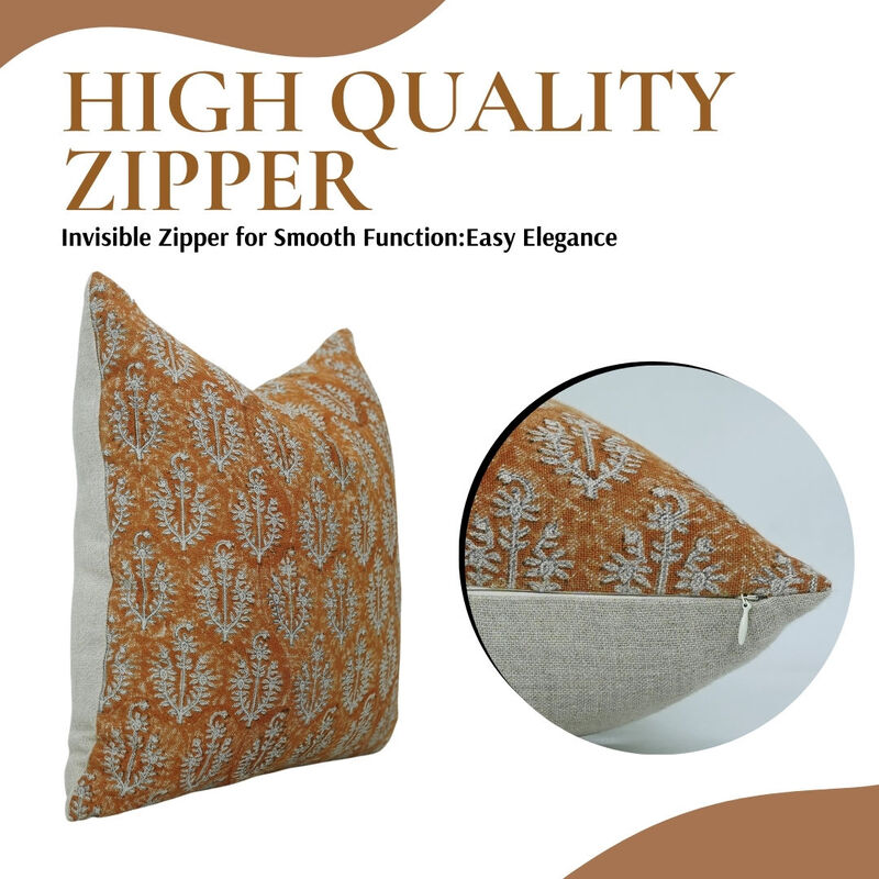 Fabdivine Handmade Farmhouse Heavy Linen Pillow Cover Boho Rectangle Throw Cushioncase Block Print for Sofa, Bed, Dining, D&eacute;cor, Neelgagan image number 2