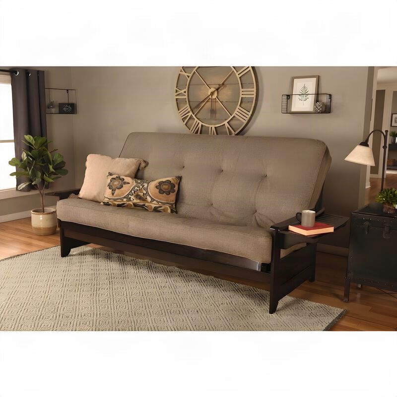 Phoenix Frame Queen-Espresso Finish-Linen Stone Mattress image number 4