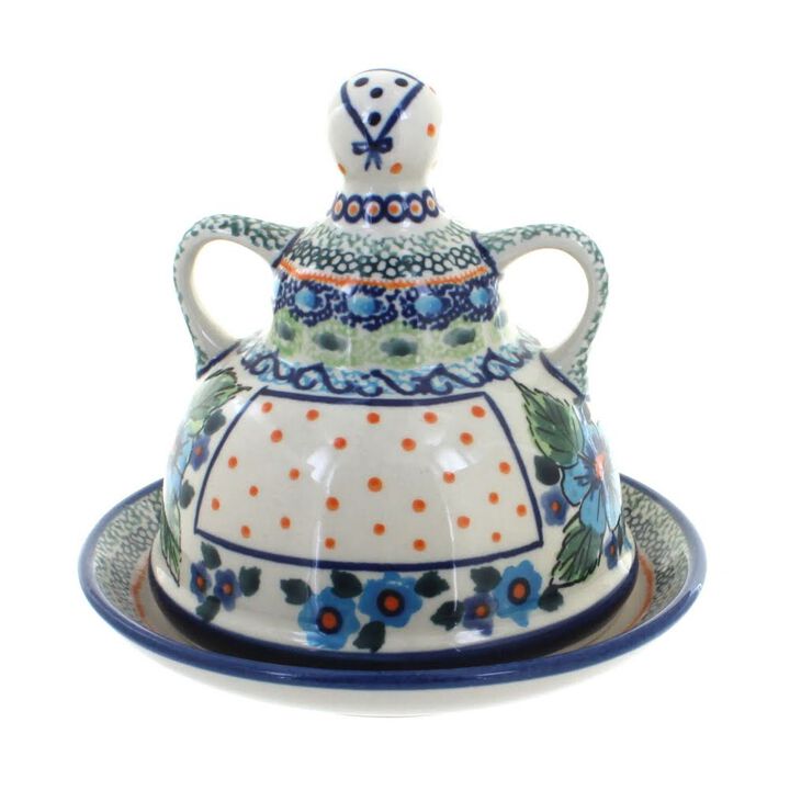 Blue Rose Polish Pottery Peacock Small Cheese Lady