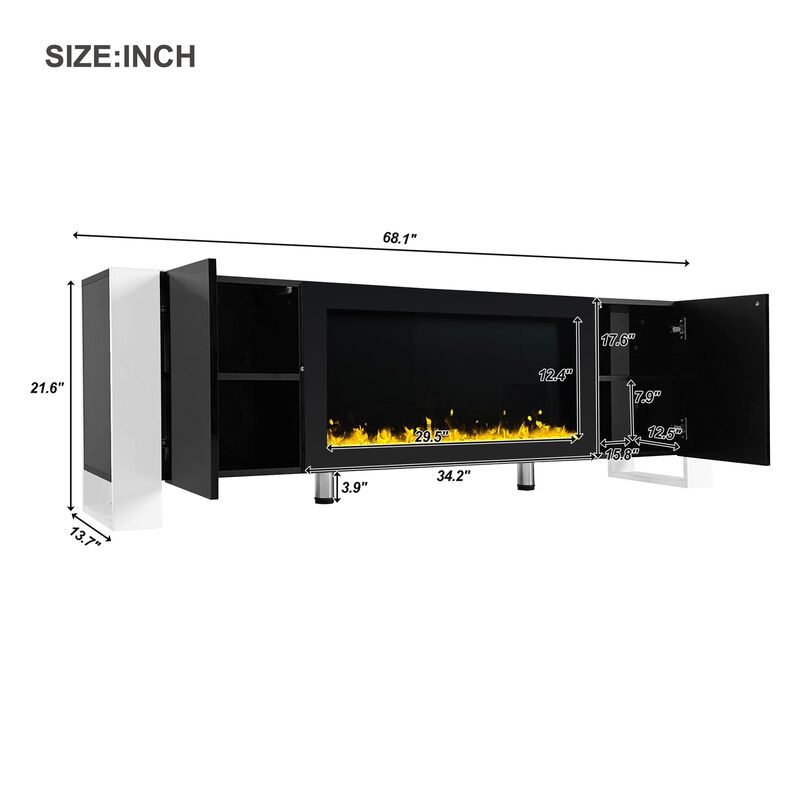 Merax Modern TV Stand with Non-heating Electric Fireplace