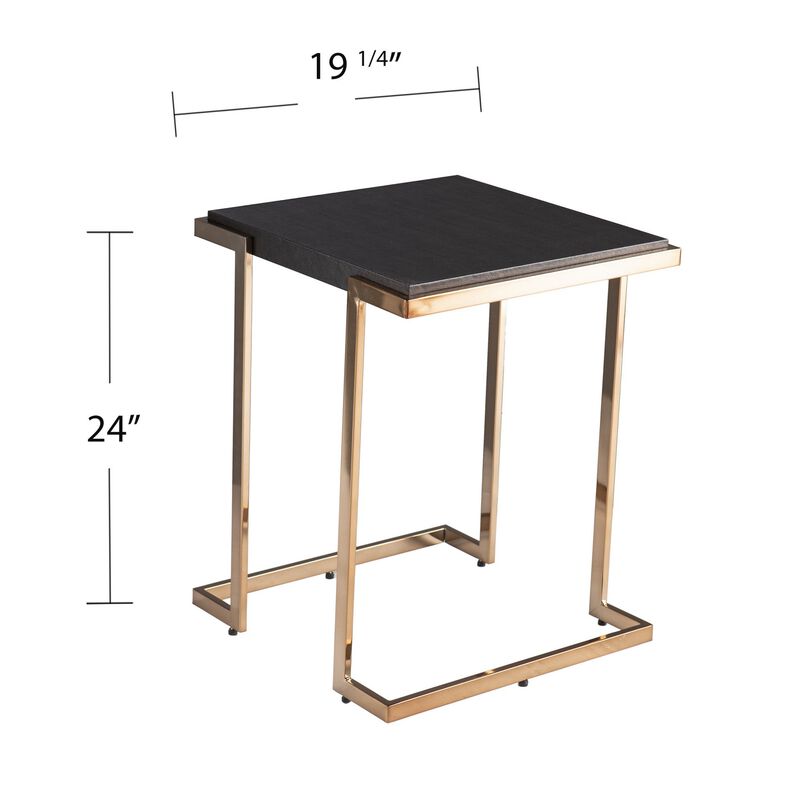 Homezia 24" Black Geometric Metal Square End Table