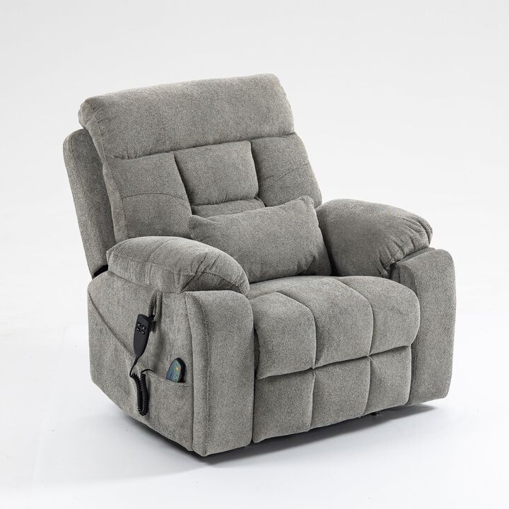 Velvet Electric Lift Recliner with Heating and Massage, Power Lift Sofa Chair with 2 Pocket Cup Holders, 2 Remote Controls, Dual OKIN Motors