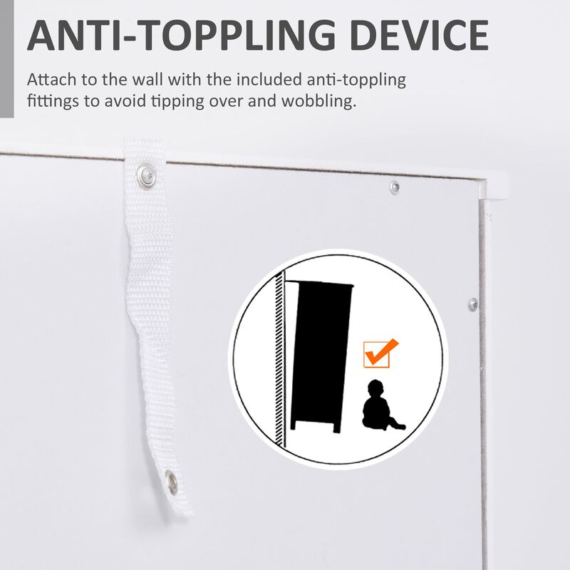 White Bathroom Tower: Freestanding Storage Cabinet with Doors and Shelves