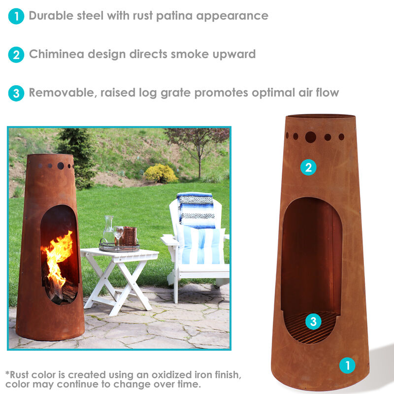 Sunnydaze 50 in Santa Fe Wood Burning Chiminea Fire Pit with Log Grate