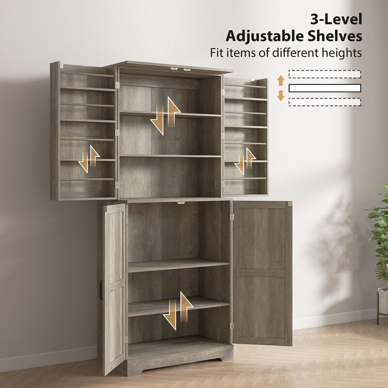 Hivvago Tall Pantry Cabinet with Adjustable and Door Shelves image number 5