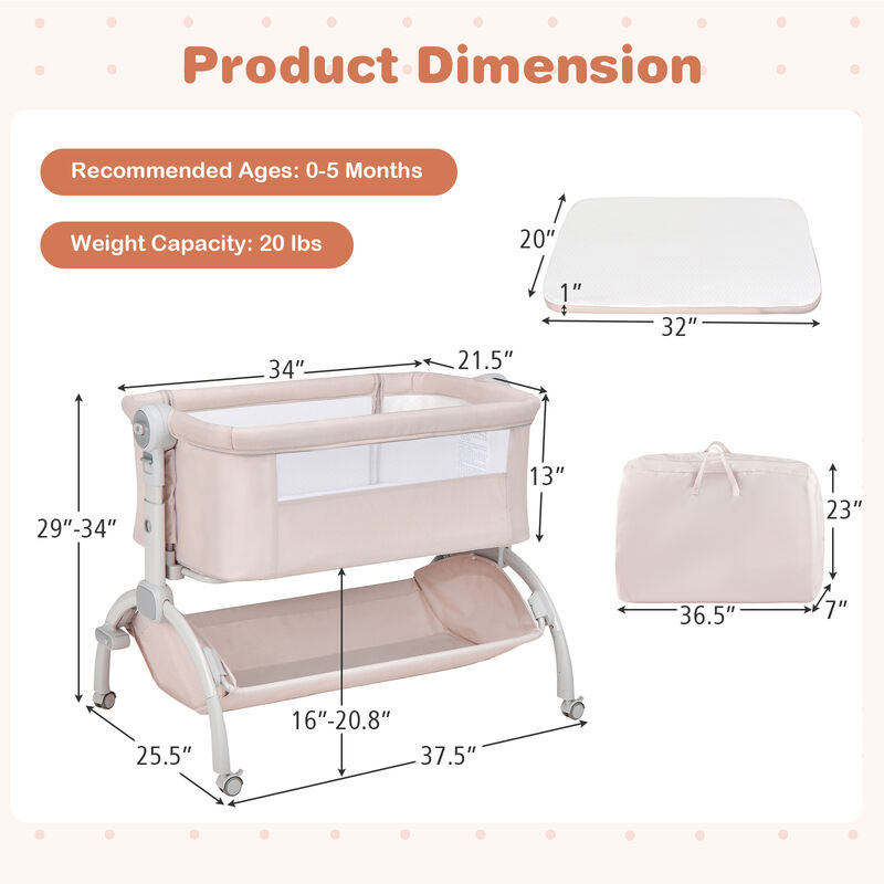 3-in-1 Baby Bassinet with Double-Lock Design and Adjustable Heights image number 3