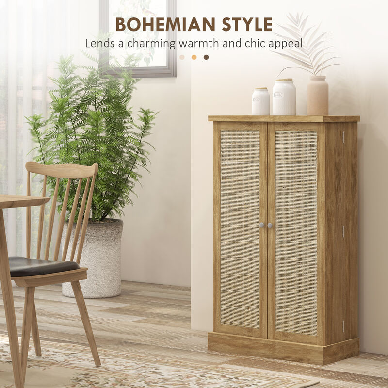 41" Rattan Kitchen Pantry Storage Cabinet with Spice Racks Natural