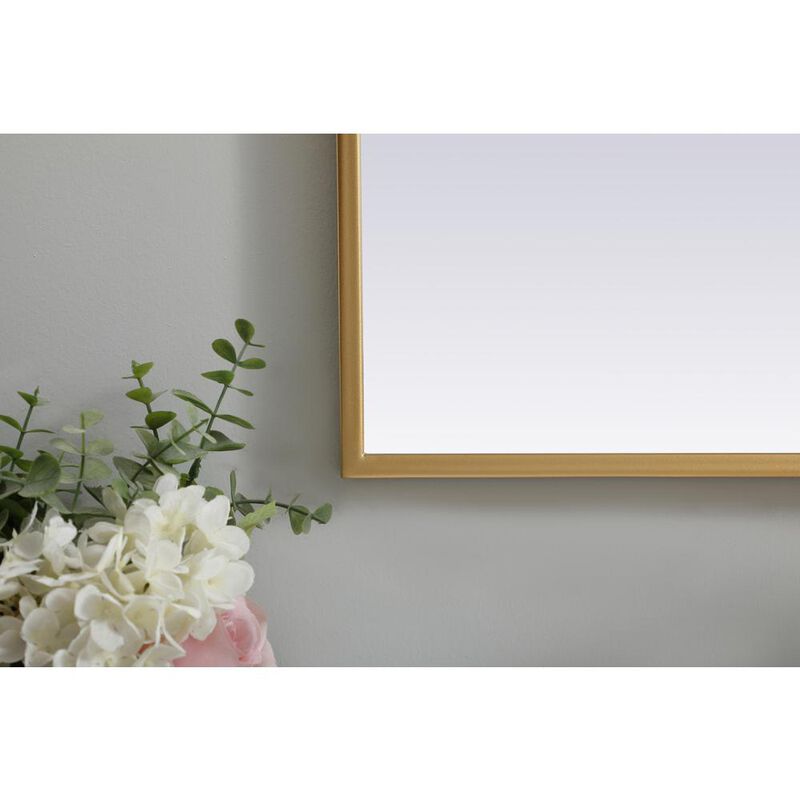 Elegant Decor Metal Frame Arch Mirror 27x30 Inch in Brass