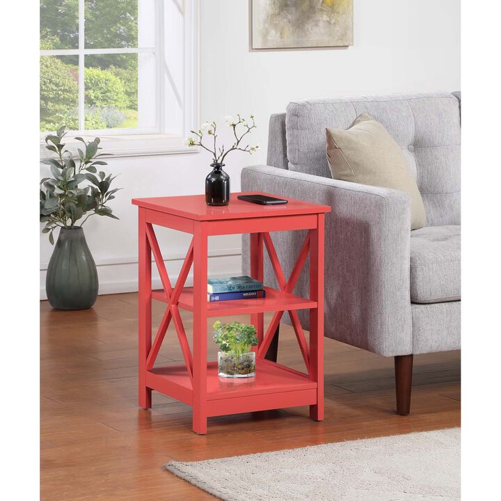 Convenience Concepts Oxford End Table with Shelves, Coral