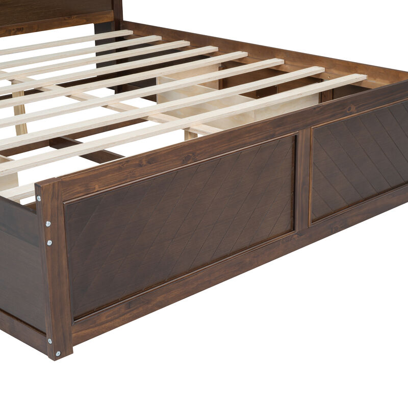 Whisen King Size Wood Platform Bed with Multi-storage Headboard, USB and Drawers image number 8