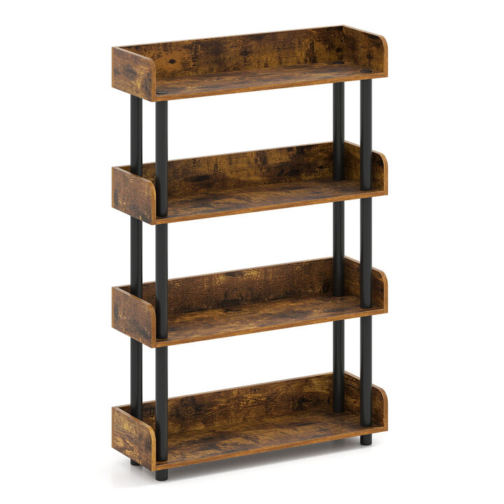 Industrial 4 Tier Bookcase with Anti-Tipping Kit, Open Storage Shelf