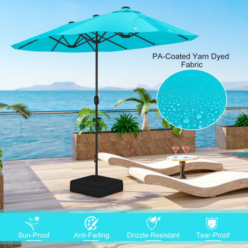 13 Feet Double-Sided Patio Twin Table Umbrella with Crank Handle image number 7